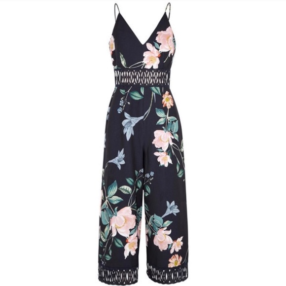KEEPSAKE the Label Pants - ⚡️KEEPSAKE Navy Floral Cut-Out Romper Jumpsuit